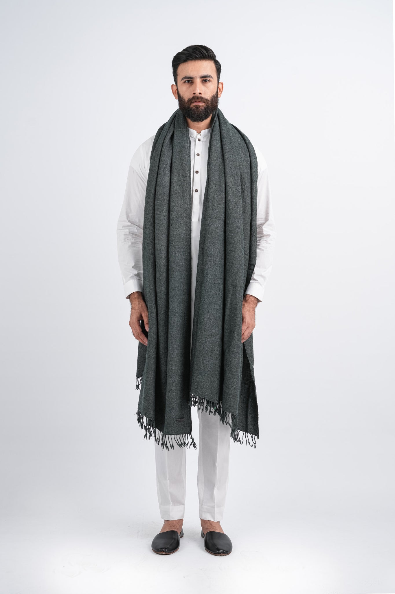 PASHMINA-SHAWL-ARMY-GRN