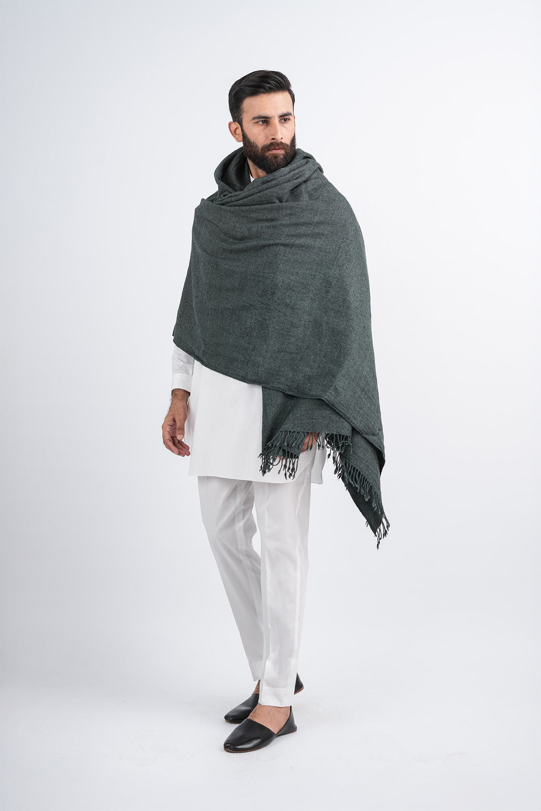 PASHMINA-SHAWL-ARMY-GRN