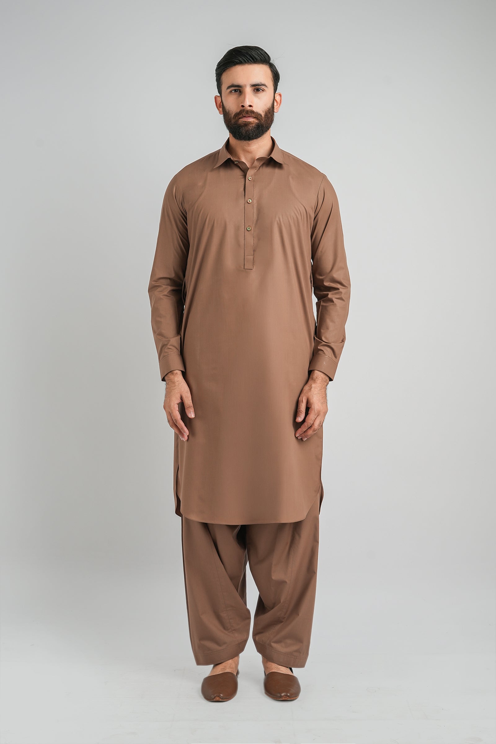 SHALWAR-KAMEEZ-BROWN - shop at Bareezeman
