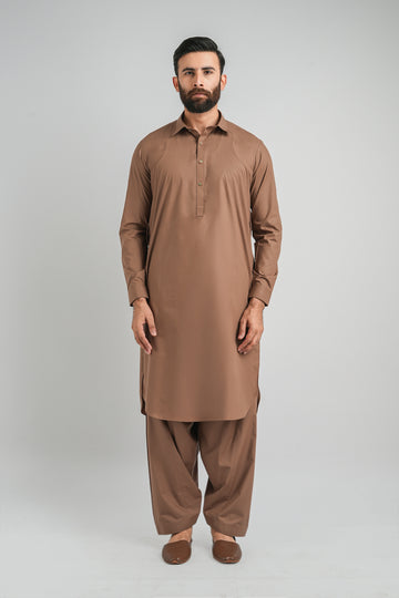 SHALWAR-KAMEEZ-BROWN - shop at Bareezeman