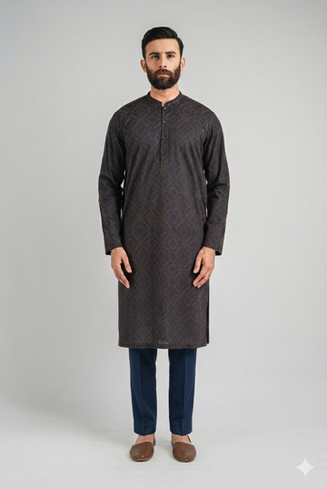 EMBROIDERED-KURTA-TROUSER-NAVY-BLU KURTA TROUSER