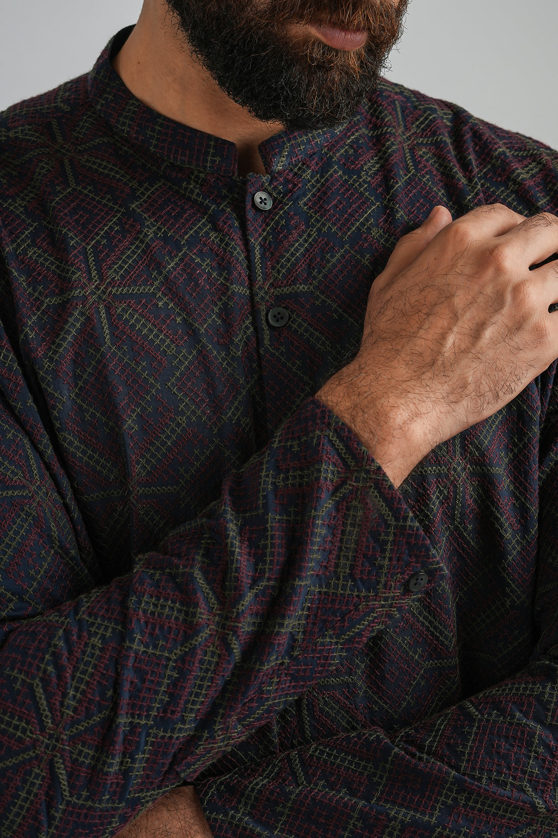 EMBROIDERED-KURTA-TROUSER-NAVY-BLU KURTA TROUSER