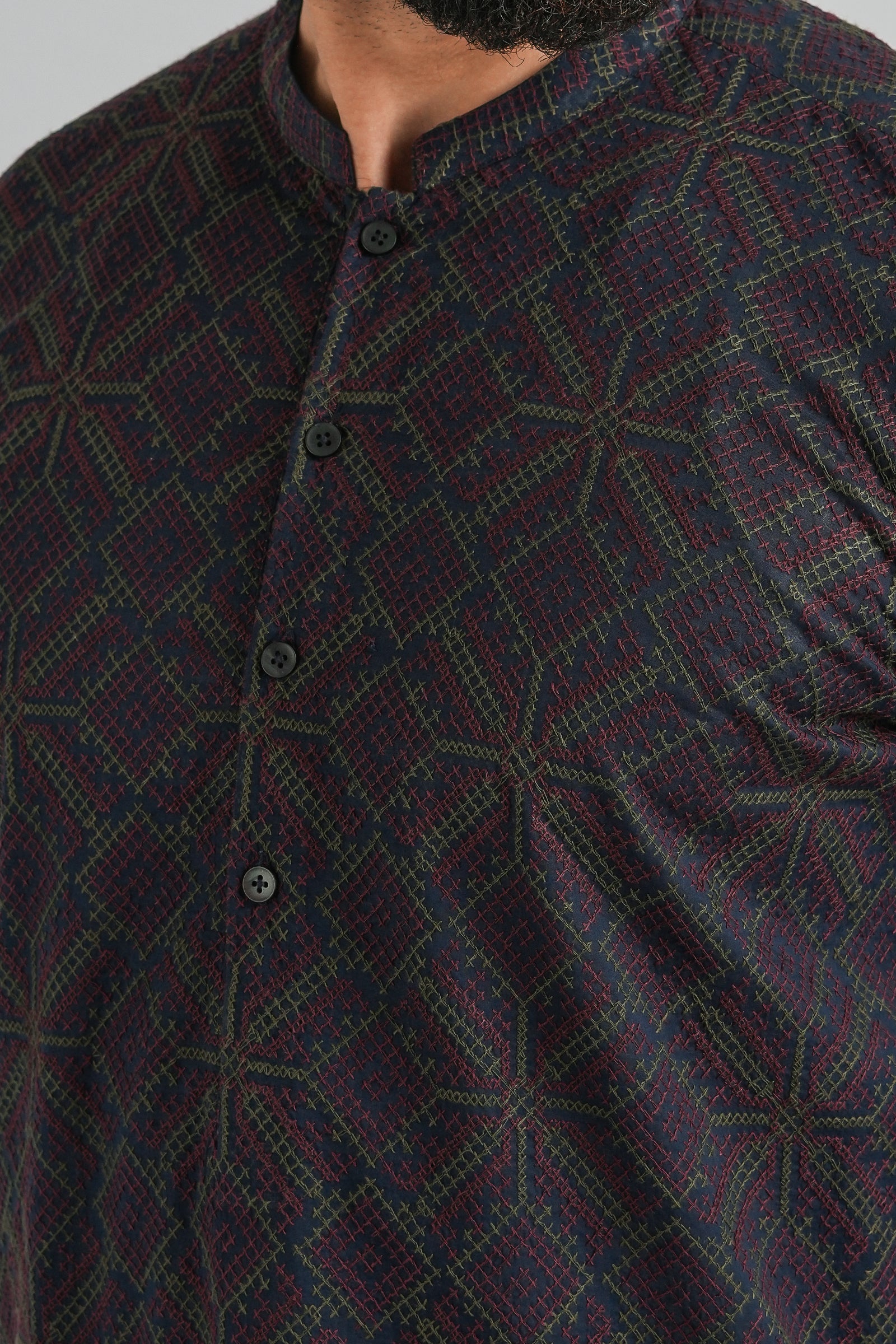 EMBROIDERED-KURTA-TROUSER-NAVY-BLU - shop at Bareezeman