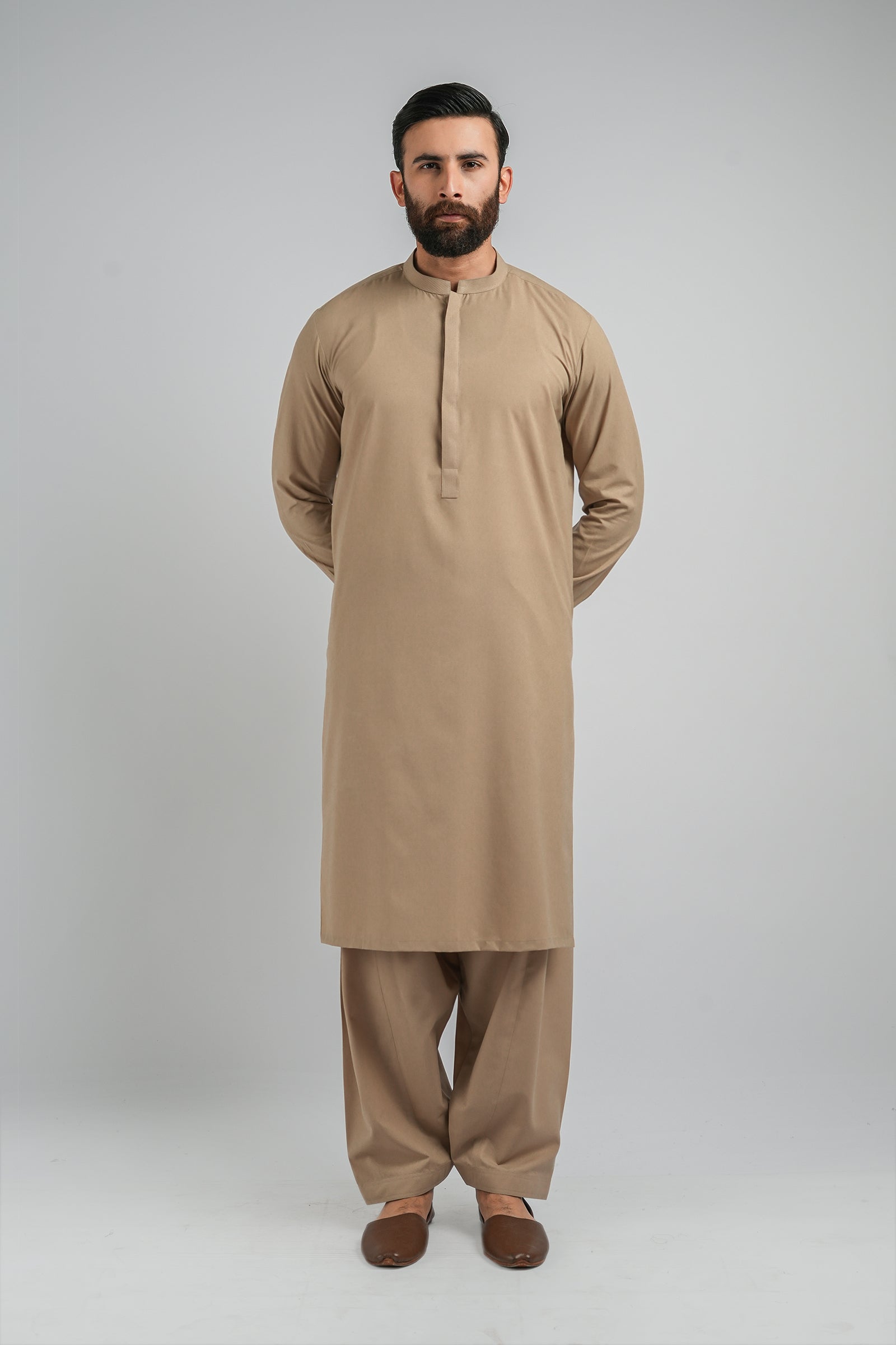 SHALWAR-KAMEEZ-L-BROWN SHALWAR KAMEEZ