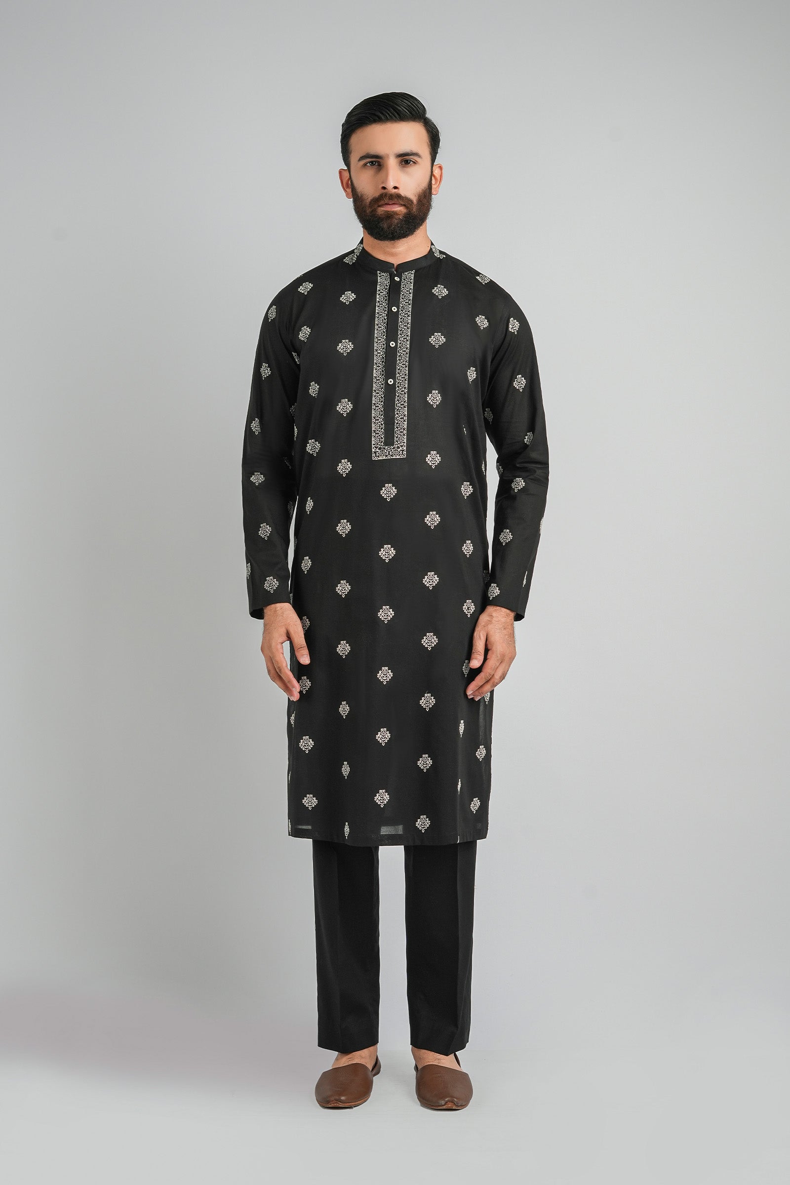 EMBROIDERED-KURTA-TROUSER-BLACK KURTA TROUSER