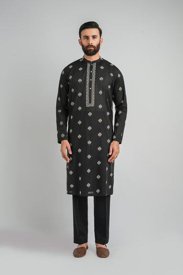 EMBROIDERED-KURTA-TROUSER-BLACK KURTA TROUSER