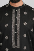 EMBROIDERED-KURTA-TROUSER-BLACK - shop at Bareezeman
