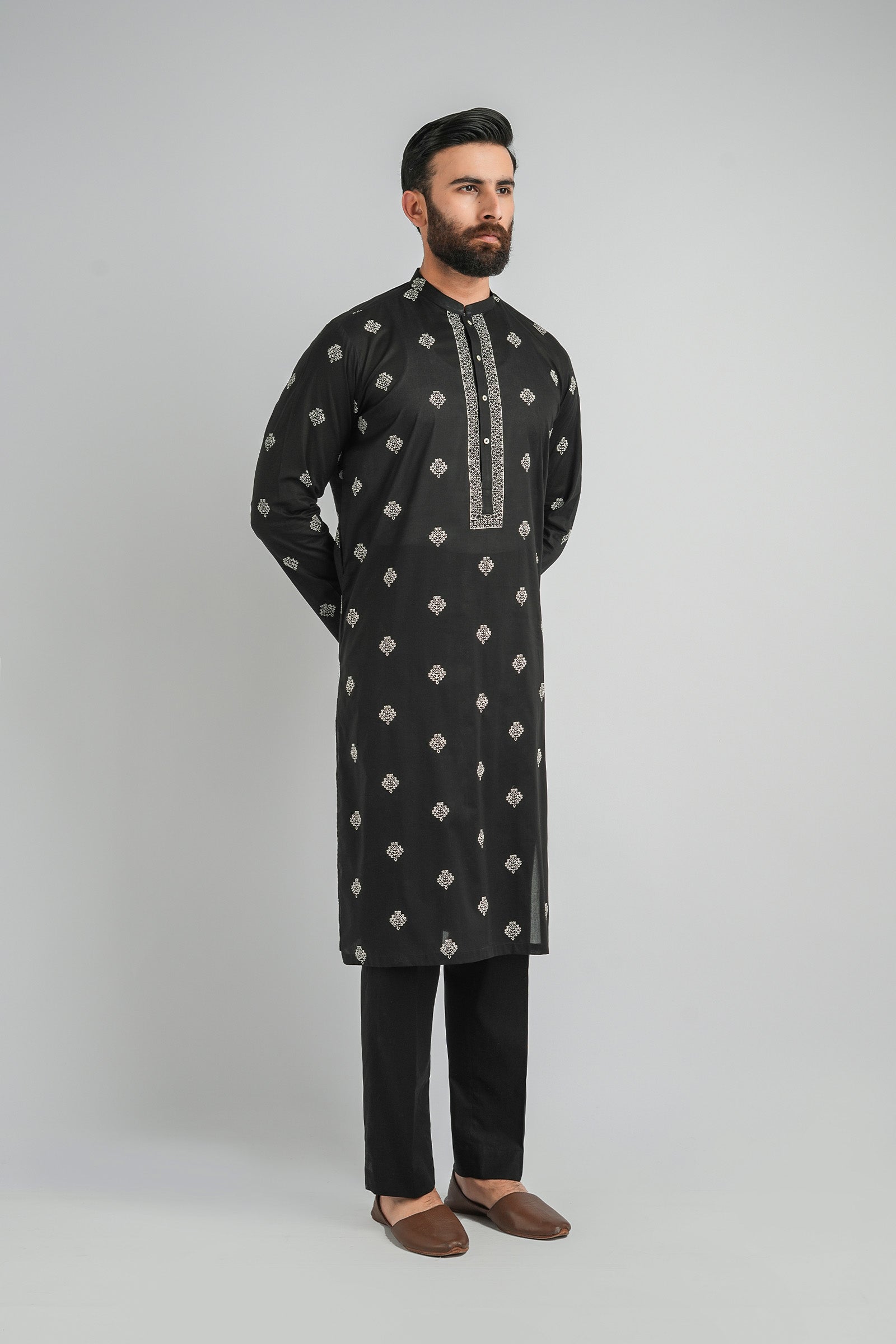 EMBROIDERED-KURTA-TROUSER-BLACK KURTA TROUSER