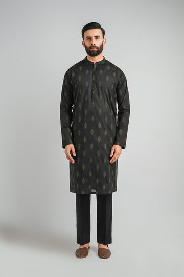 EMBROIDERED-KURTA-TROUSER-BLACK KURTA TROUSER