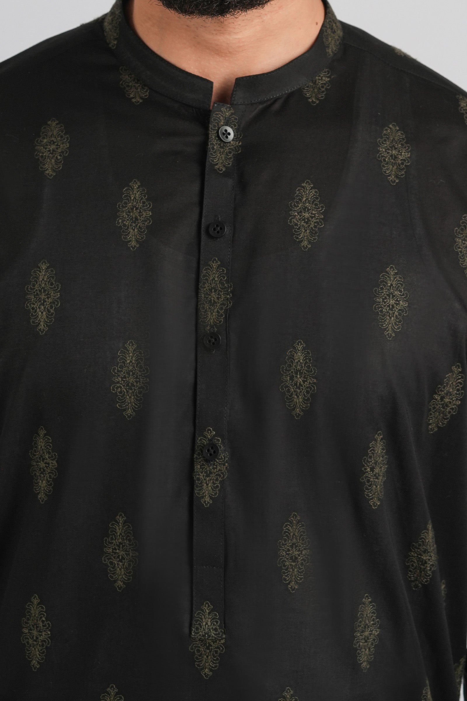 EMBROIDERED-KURTA-TROUSER-BLACK - shop at Bareezeman