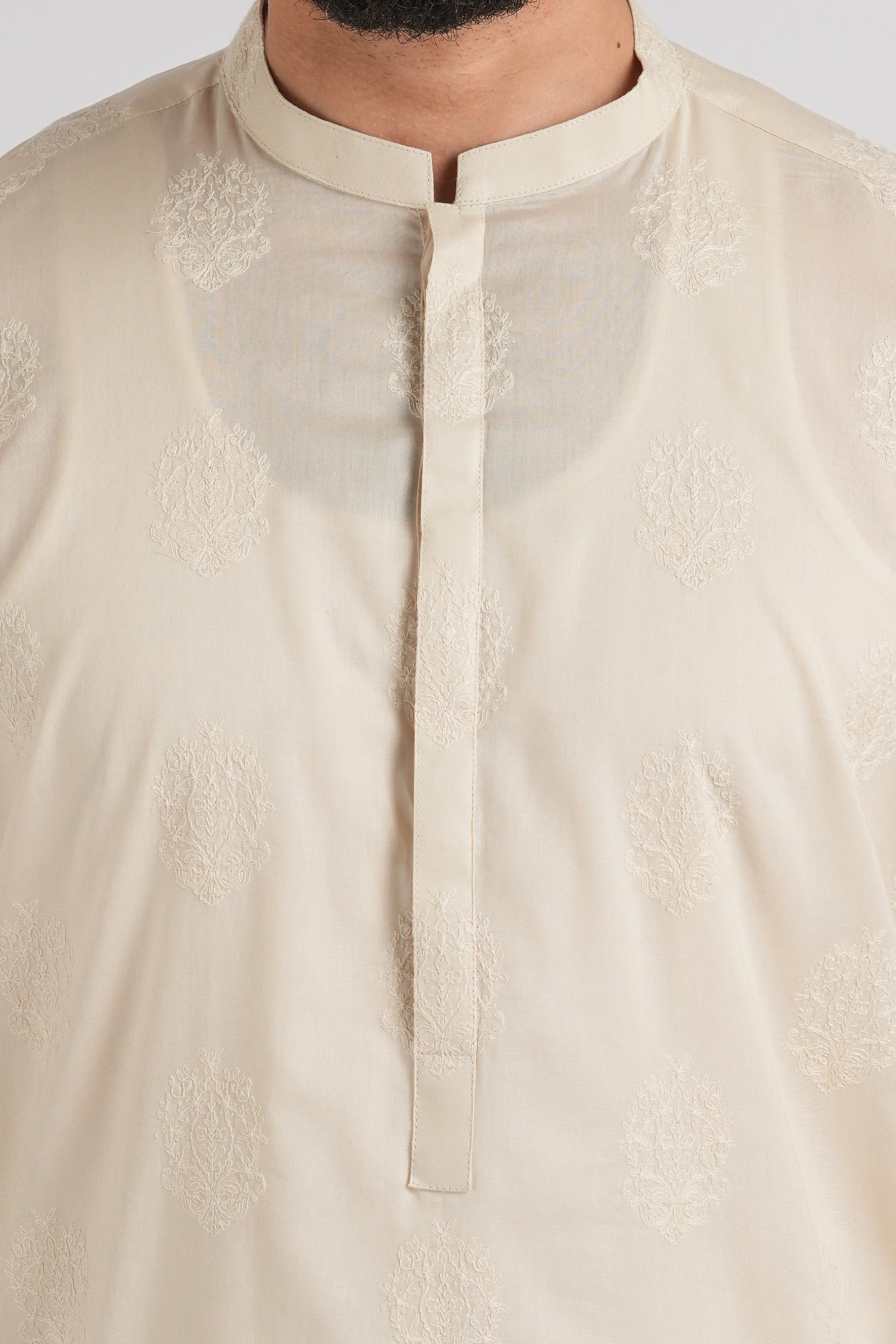 EMBROIDERED-KURTA-CREAM EMBROIDERED KURTA