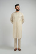 EMBROIDERED-KURTA-TROUSER-L-BEIGE KURTA TROUSER