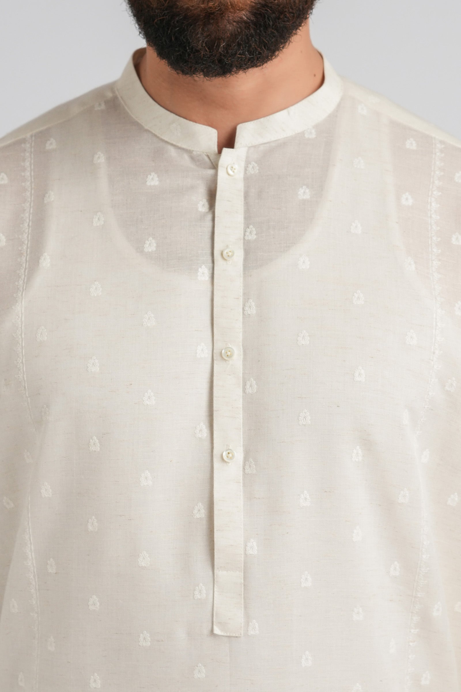 EMBROIDERED-KURTA-TROUSER-O-WHITE - shop at Bareezeman