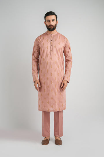 EMBROIDERED-KURTA-TROUSER-PINK - shop at Bareezeman