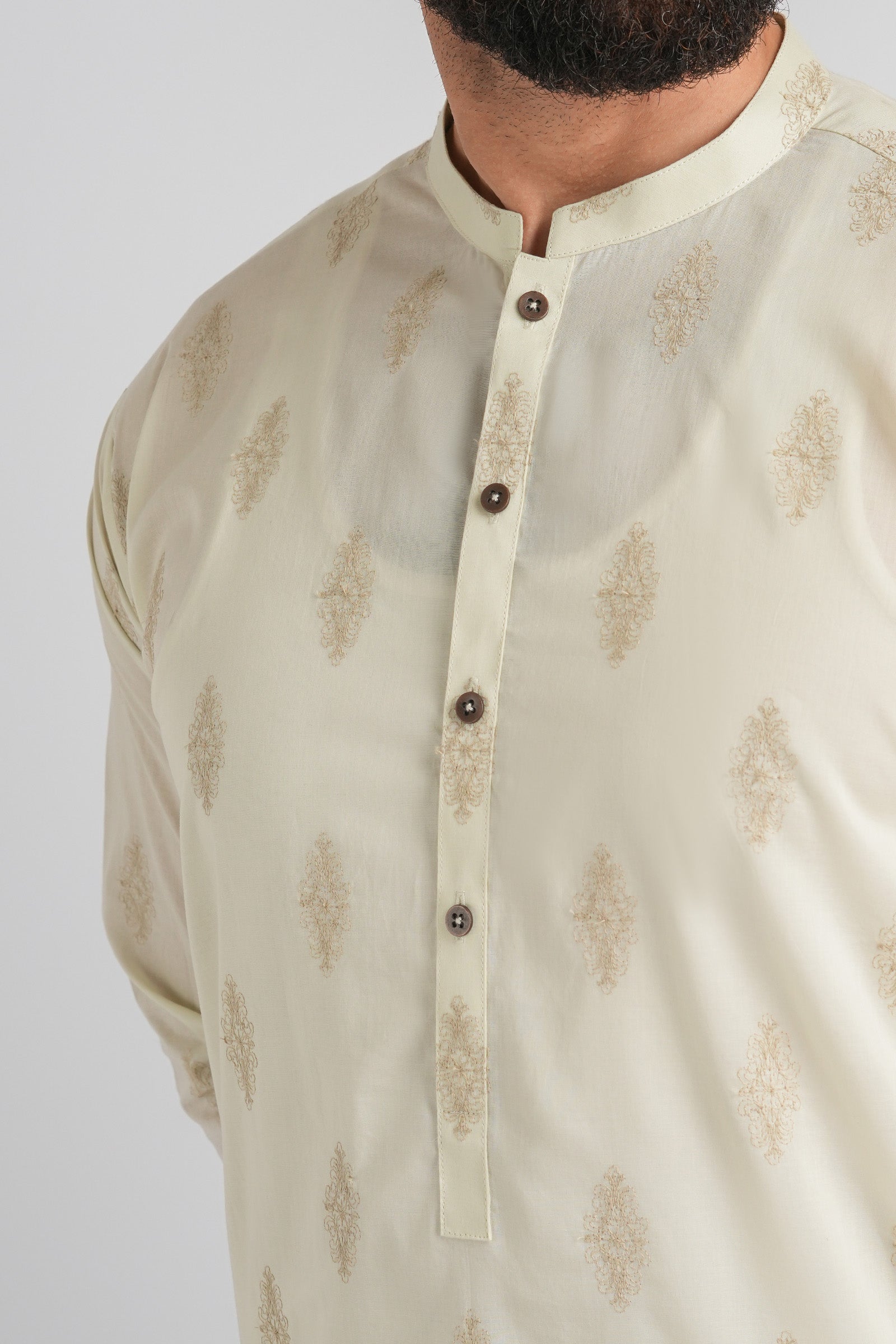 EMBROIDERED-KURTA-TROUSER-IVORY - shop at Bareezeman