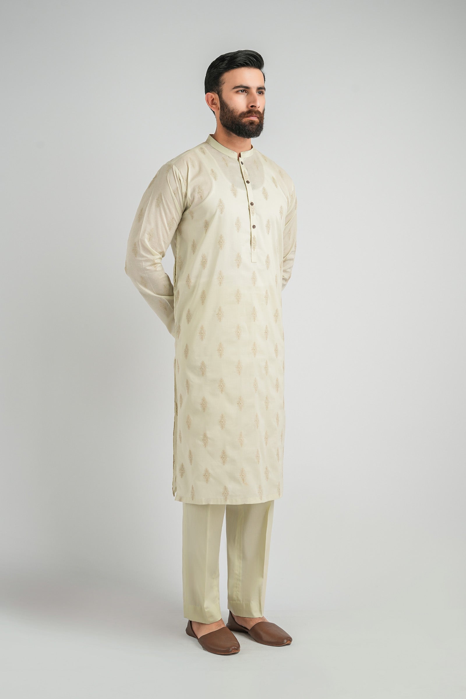 EMBROIDERED-KURTA-TROUSER-IVORY KURTA TROUSER
