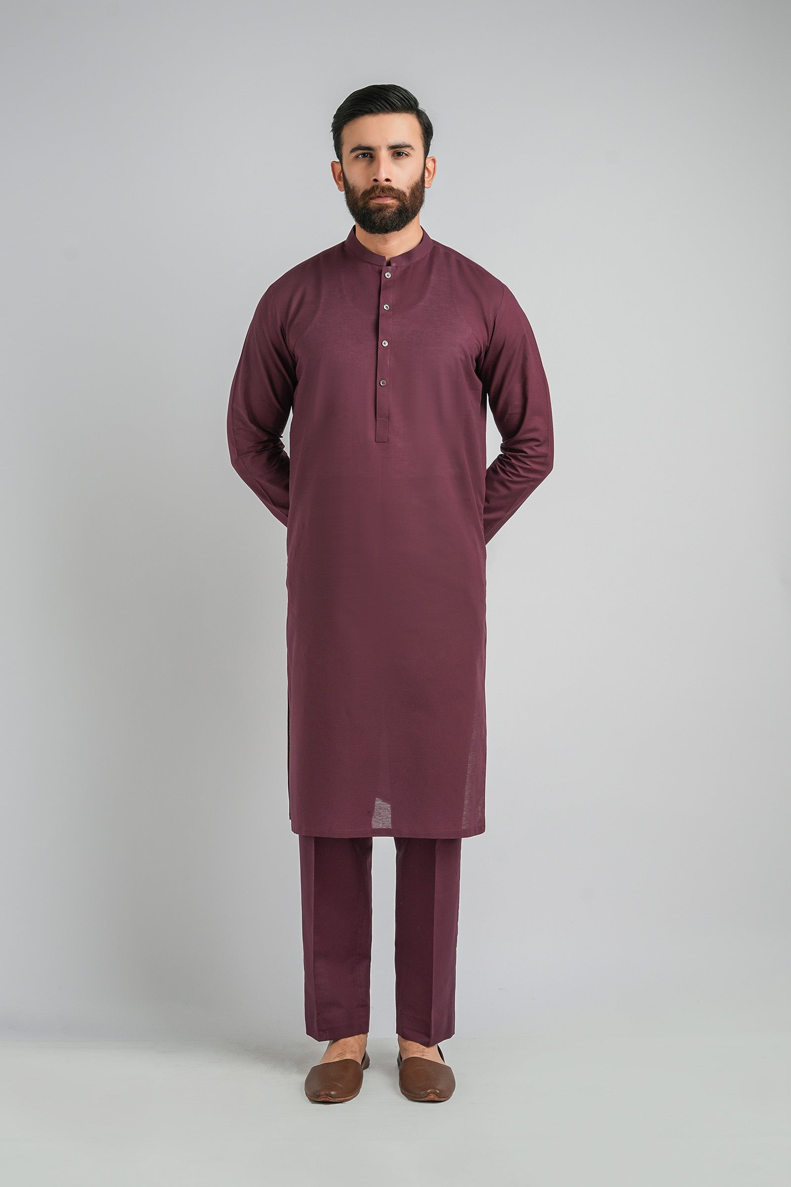 LONG-KURTA-TROUSER-MAROON - shop at Bareezeman