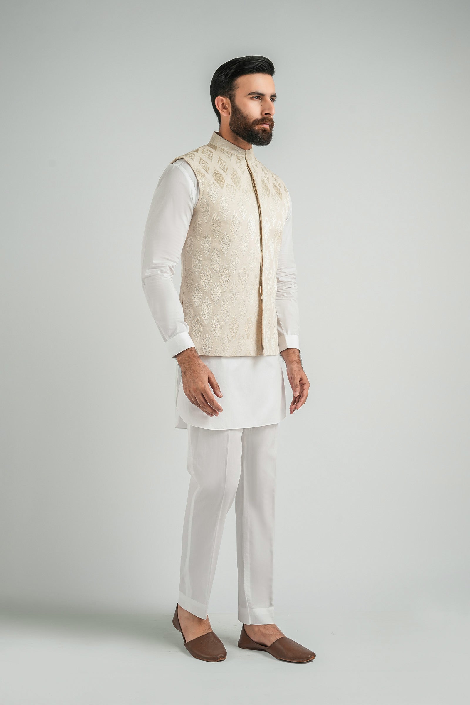 EMBROIDERED-WAISTCOAT-O-WHITE - shop at Bareezeman