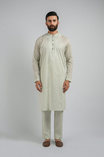 EMBROIDERED-KURTA-TROUSER-MINT
