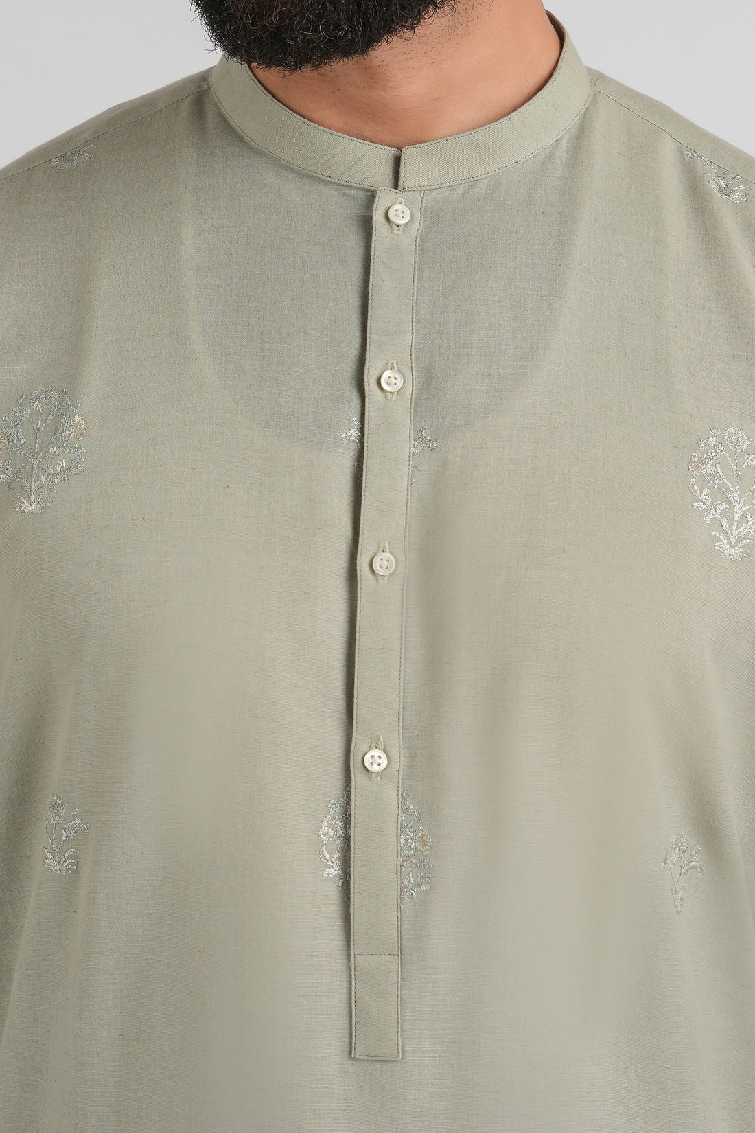EMBROIDERED-KURTA-TROUSER-IVORY-GREEN KURTA TROUSER