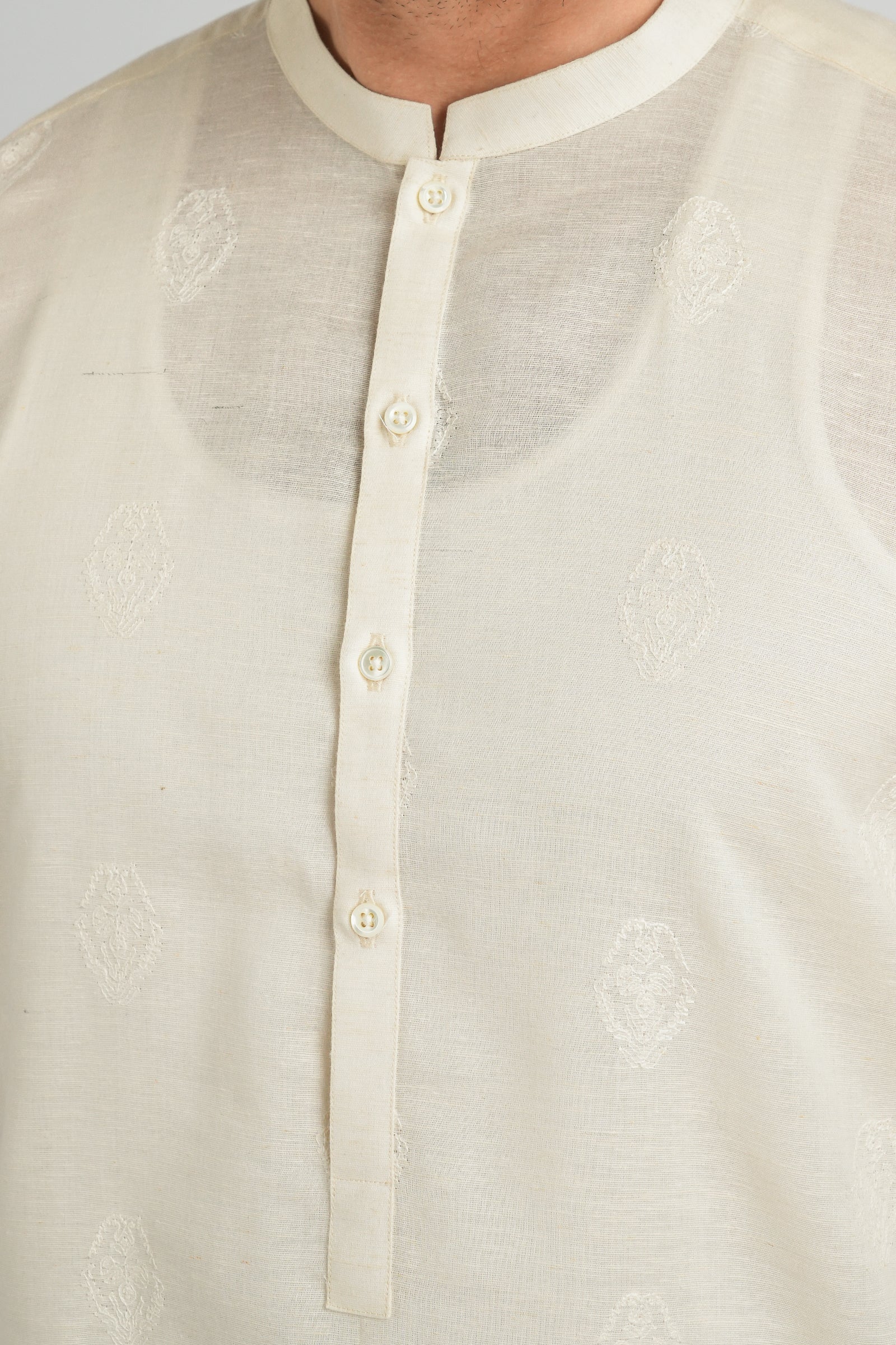 EMBROIDERED-KURTA-TROUSER-OFF-WHITE KURTA TROUSER