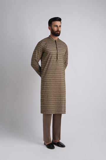 EMBROIDERED-KURTA-TROUSER-ARMY-GRN