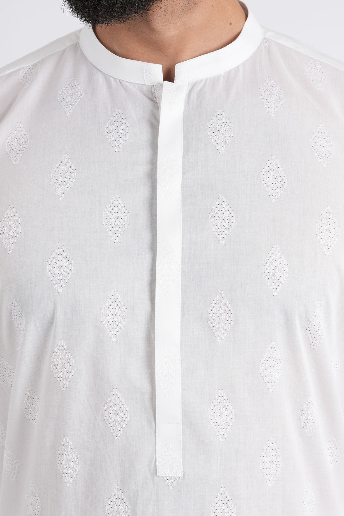 Embroidered Kurta Trouser-White