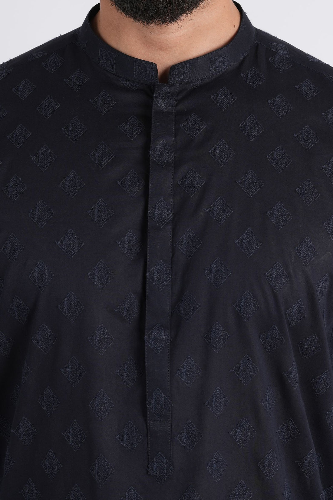 Embroidered Kurta Trouser-Navy-Blu
