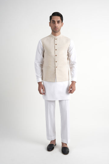 Handloom Waistcoat Off White