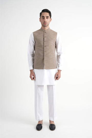 Handloom Waistcoat Brown