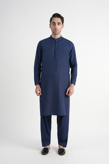 Lawn Karandi  Shalwar Kameez Blue