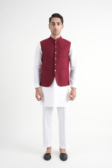Pashmina Waistcoat Maroon