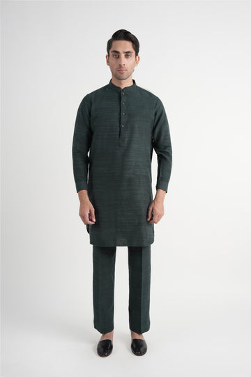 Handloomed Short Kurta Trouser Green