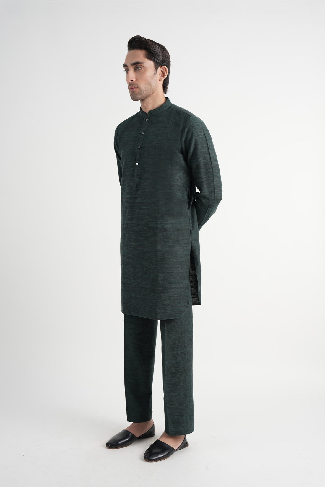 Handloomed Short Kurta Trouser Green