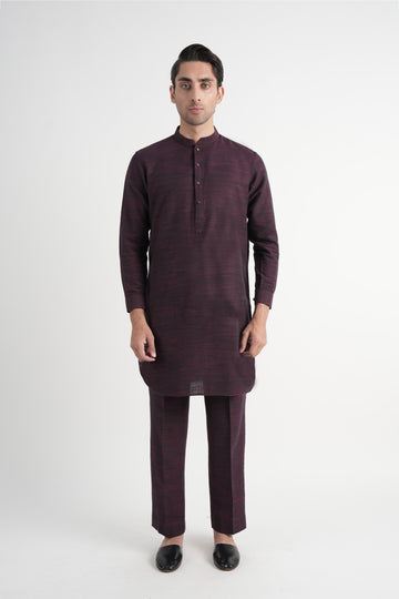 Handloomed Short Kurta Trouser Maroon