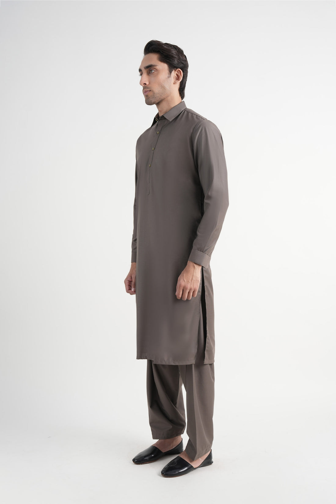Tropical  Shalwar Kameez Smoke Brown