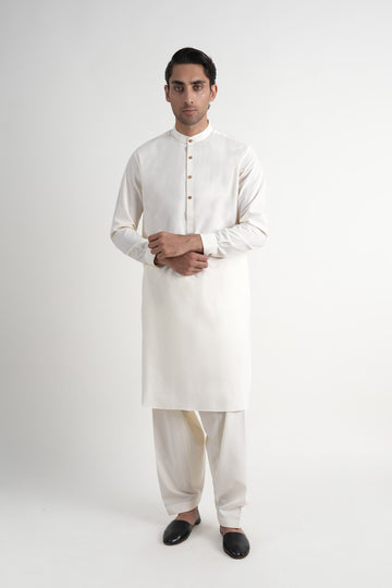 Crystal Karandi Shalwar Kameez Off White