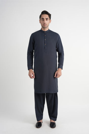 Crystal Karandi Shalwar Kameez Navy Blue