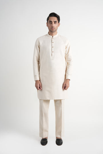 Handloomed Short Kurta Trouser Off White