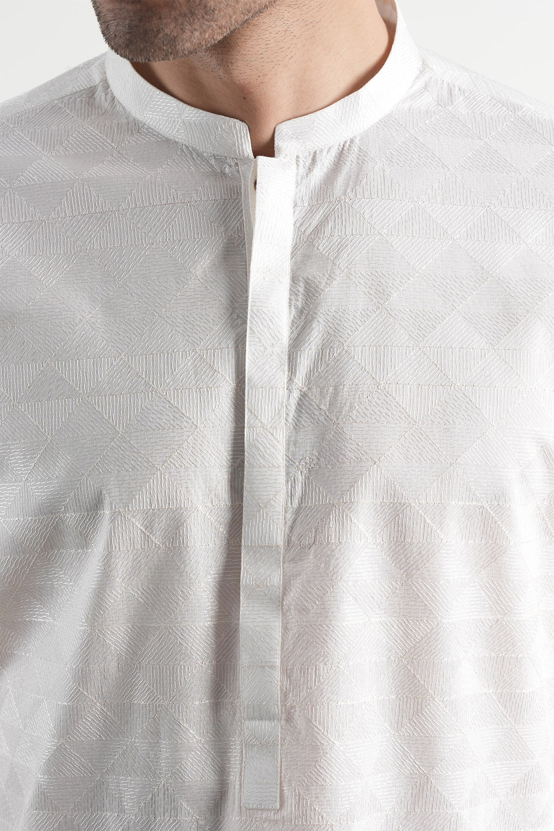 Cotton Embroidered Kurta Trouser  Off White