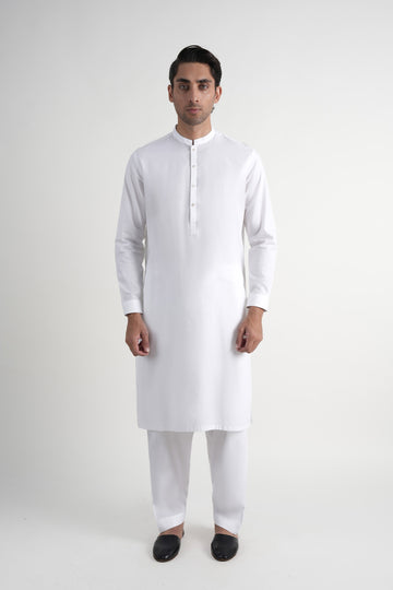 Crepe Cotton Shalwar Kameez White