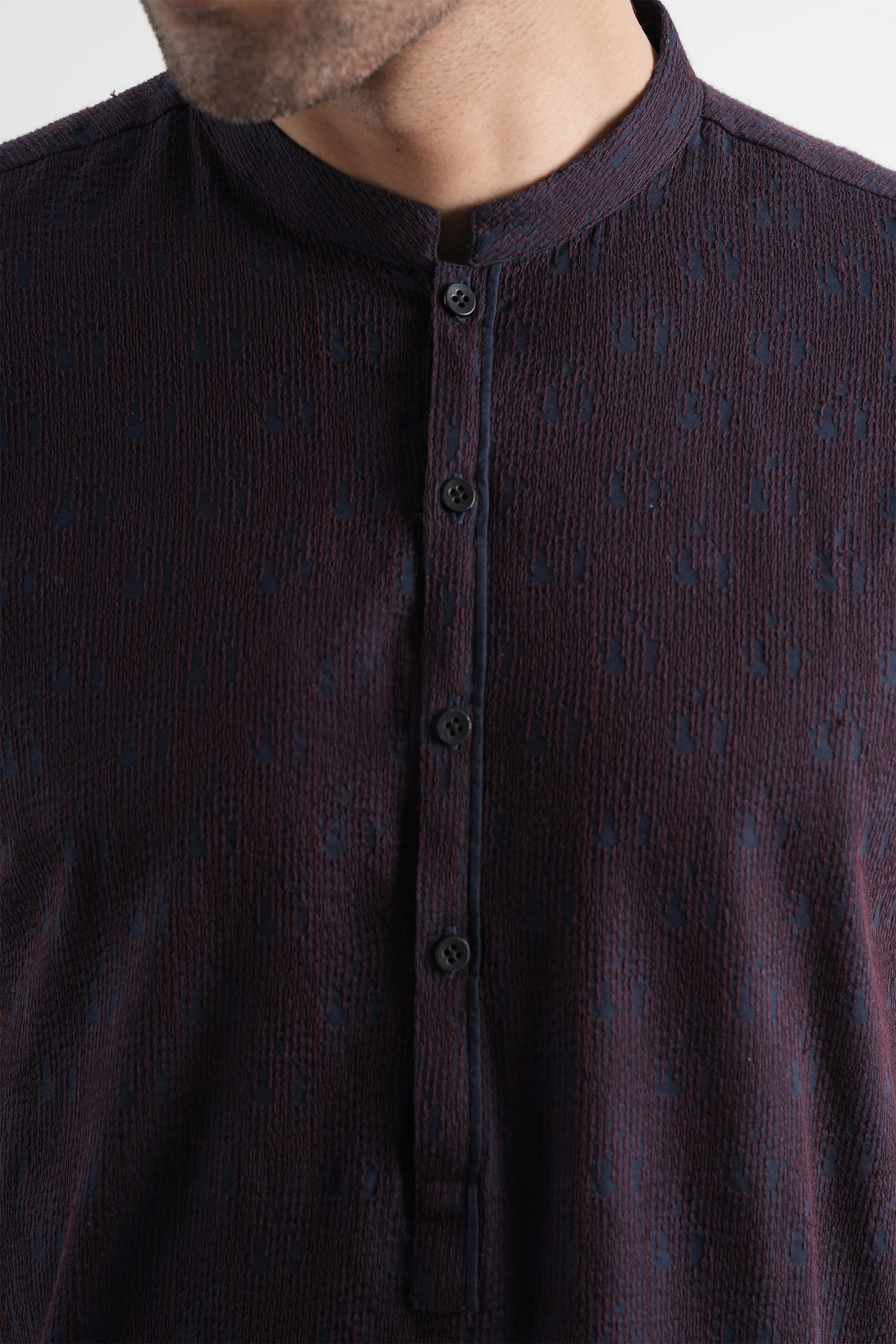 Cotton Embroidered Kurta Trouser Navy Blue