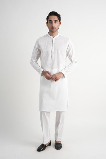 Cotton Embroidered Kurta Trouser White