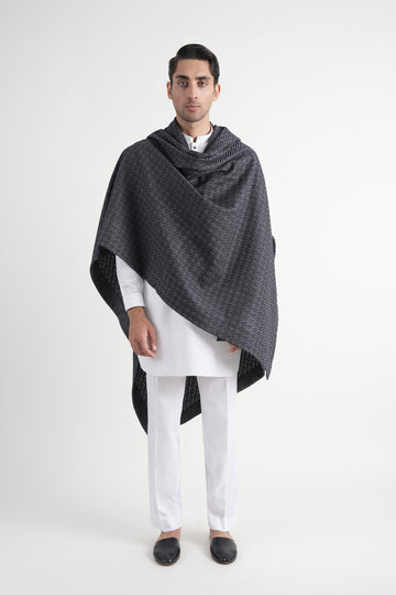 Embroidered Pashmina Shawl Grey
