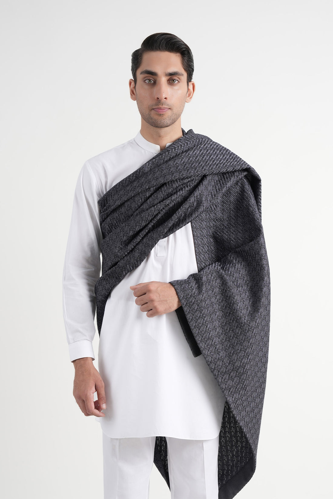 Embroidered Pashmina Shawl Grey