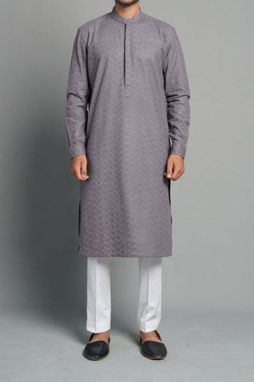 Embroidered Kurta Grey