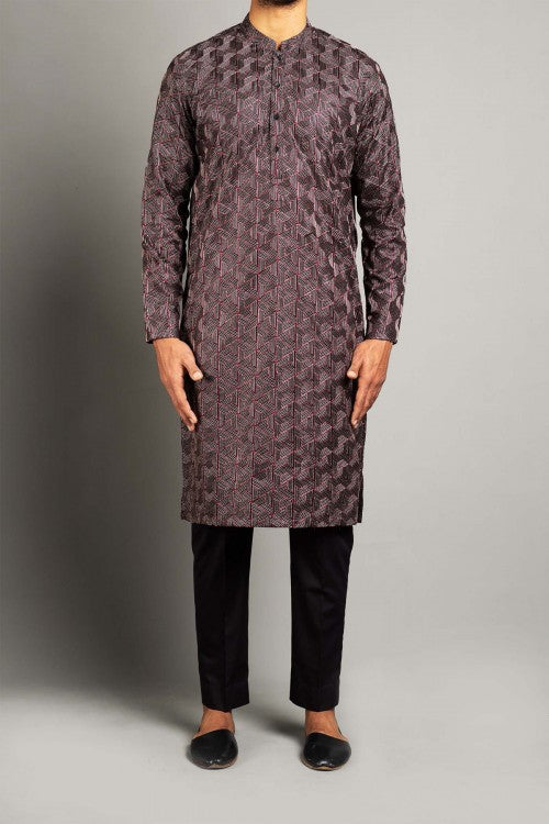 Embroidered Kurta Black