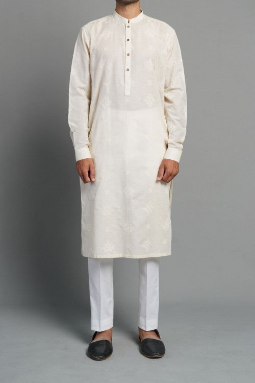 Embroidered Kurta Beige