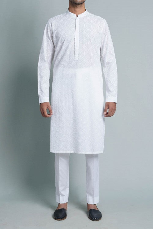 Embroidered Kurta White