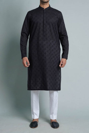 Embroidered Kurta Black